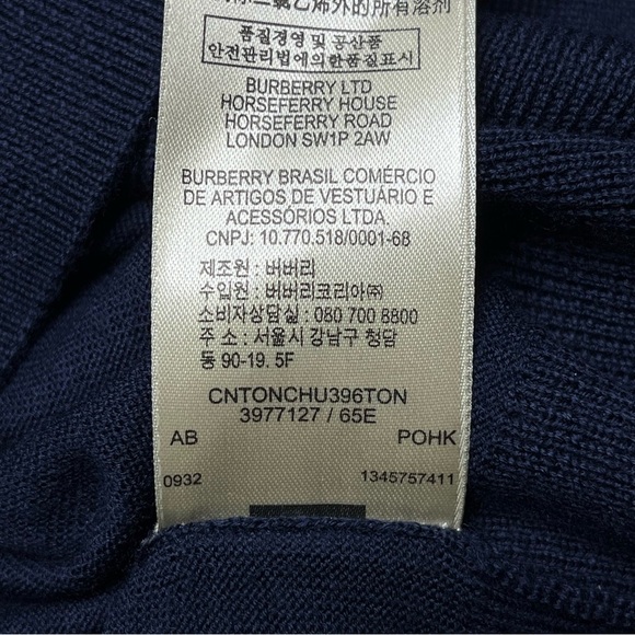 Burberry Sweater Womens Size L Super Fine Merino Wool Navy Fitted Bow Detail - Picture 11 of 11